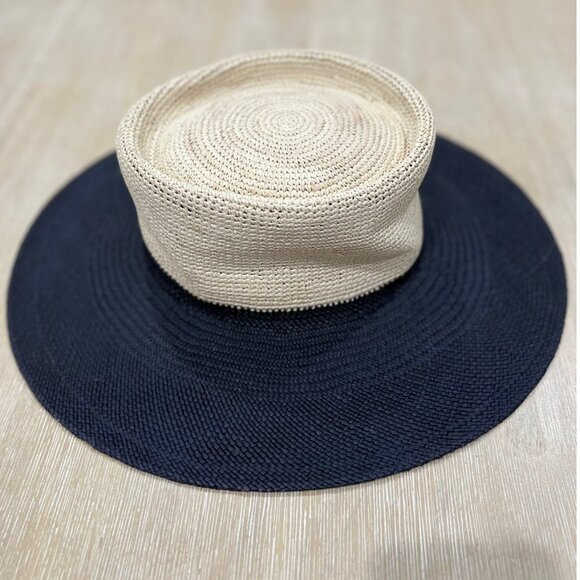 Greenpacha Solana Unisex Sun Panama Hat Black/Natural Color Straw Size M New - Picture 4 of 12
